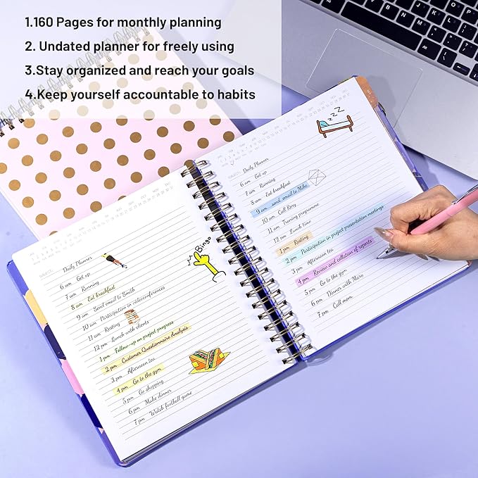 FLYING EAGLE Undated Work Planner Aesthetic Meeting Notebook for Work, Meeting Notes with Dividers Perfect Square Notebook for Women, Violet