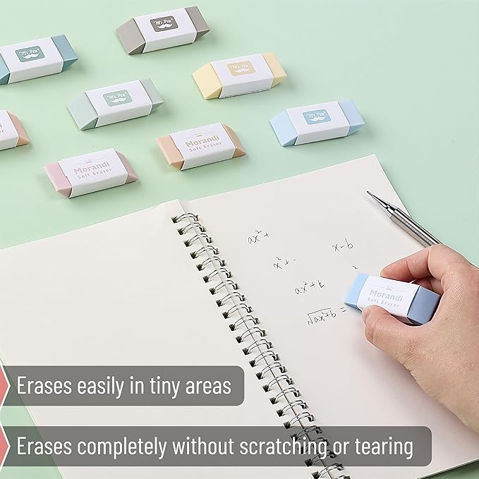 Mr. Pen- Erasers, 10 Pack, Pencil Eraser, Morandi Colors, Erasers for Pencils