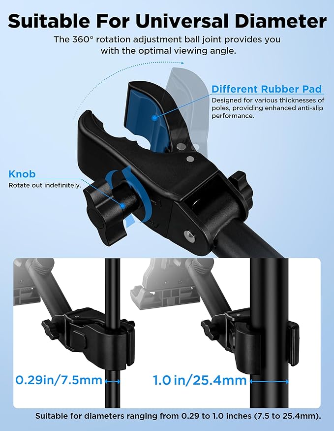 LZSIG Tablet Holder for Mic Stand, Adjustable iPad iPhone Mount for Music Stand - Compatible with Kindle/Android/Smartphones, Fits 4.7 to 13.5-inch Devices