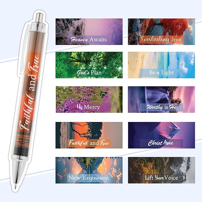 Mr. Pen- Christian Pen Set, 10 Pack, Nature Faith, Black Ink, Bible Verse Pens for Women, No Bleed Through, Ballpoint, Inspirational