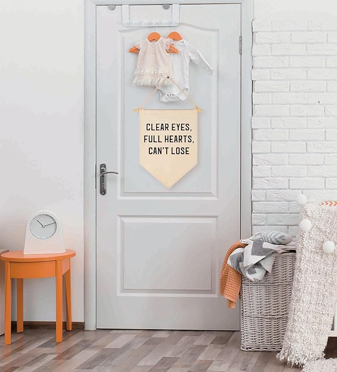 Canvas Banner Flag Sign Pennant Poster Wall Decor Gift for Baby Boy Girl Kid Nursery Homeschool Baby Room Bedroom Playroom Reading Room Door-Clear Eyes Full Hearts-Birthday Christmas Gift