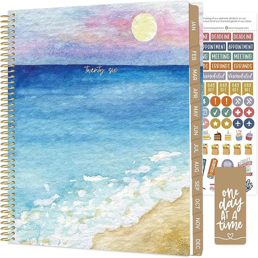 bloom daily planners 2026 Planner (January to December) - 8.5” x 11” Weekly & Monthly Dated Agenda Organizer Book with Stickers & Tabs - Flexible Soft Cover - Coastal Calm