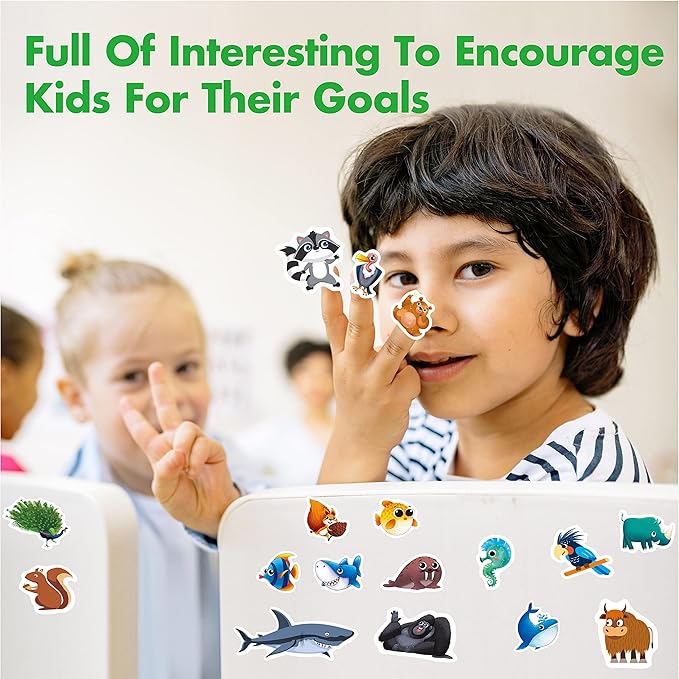 2680+ Animal Stickers, 64 Sheets Adorable Cartoon Animal Designs, Various Themes Motivational Animal World Labels for Teacher Classroom Reward Gift Encourage Kids to Do Chores Go to The Toilet