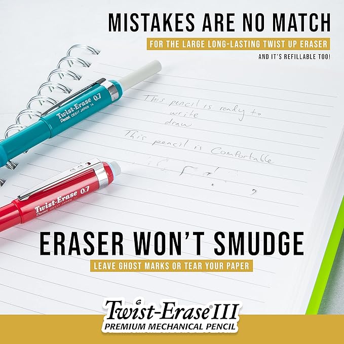 Pentel Twist-Erase III Mechanical Pencil with Lead and Eraser Refills (QE515LEBP)