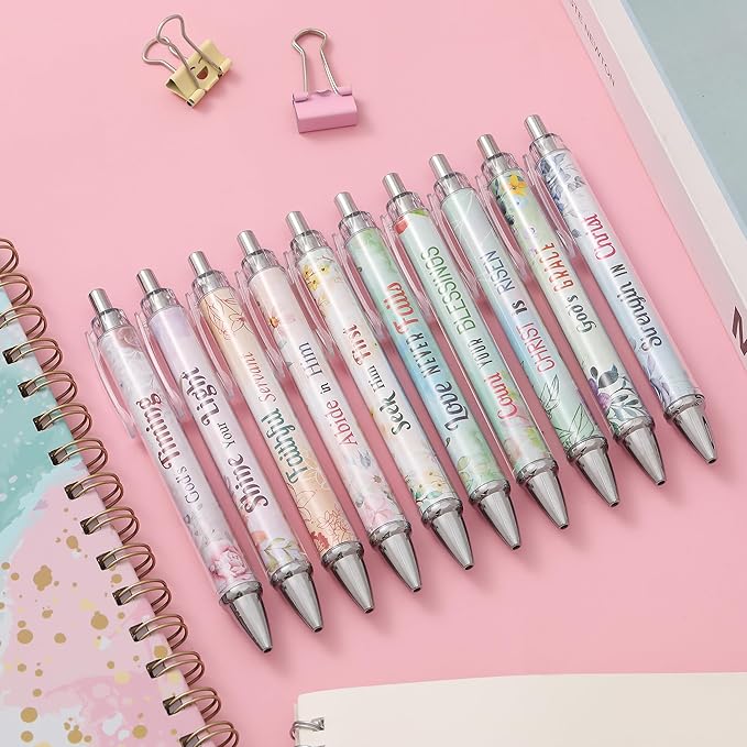 Mr. Pen- Christian Pen Set, 10 Pack, Floral Serenity, Black Ink, Bible Verse Pens for Women, No Bleed Through, Ballpoint, Inspirational