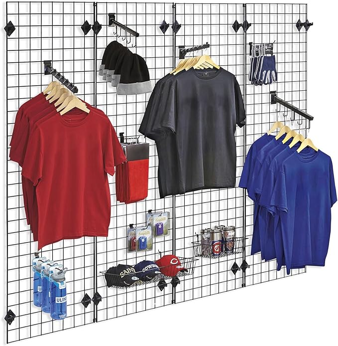 Heavy Duty Gridwall Panels Commercial Grade Grid Panel for Retail Display Wall, 2' Width x 5' Height, White (Pack of 4)