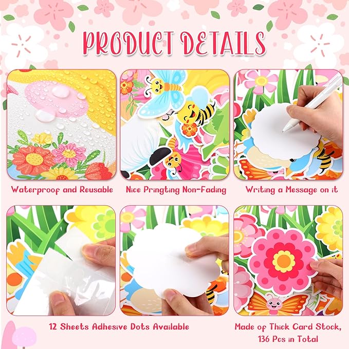 Zonon 114 Pcs Christian Spring Classroom Bulletin Board Decorations Flower Tree Bulletin Board Set Religious Spring Cutouts for Sunday School Kids Office School DIY Projects Chalkboard Supply