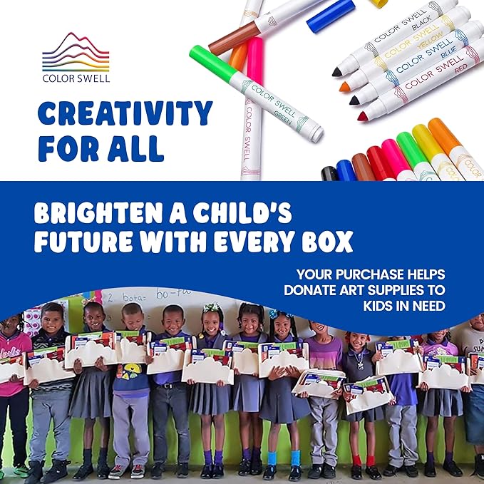 Color Swell Washable Bulk Markers - 18 Boxes of 8 Vibrant Colors (144 Total) Perfect for Kids, Parties, Classrooms - Broad Line Markers