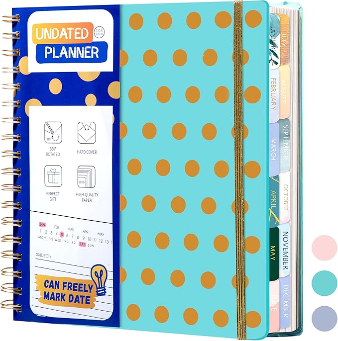 FLYING EAGLE Undated Work Planner Aesthetic Meeting Notebook for Work, Meeting Notes with Dividers Perfect Square Notebook for Women, Blue Teal