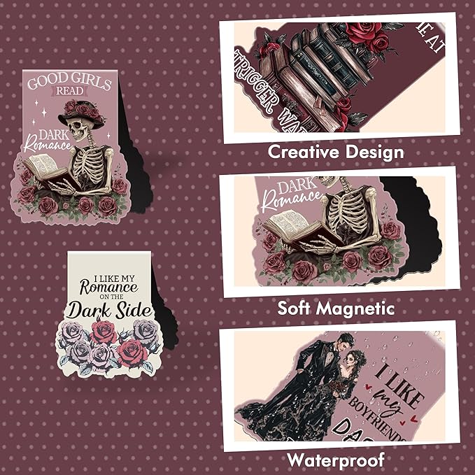 Dark Romance Magnetic Bookmarks, 8 Pcs Gothic Magnet Page Markers Romantasy Book Marks for Reading Women, Dark Romance Merch Bookish Essentials Gifts for Book Lovers Students Teachers