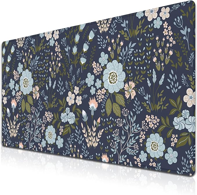 Office Desk Pads Floral Pattern Jumbo Mouse Pad Gaming Mousepad Large Mouse Pads The Desk Mat Non-Slip Rubber Base Waterproof with Stitched Edges 35.4 X 15.7 for Game Office,