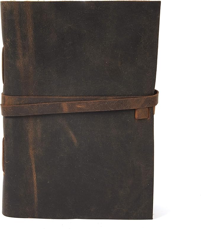 Leather Journal Travel Diary, Handmade Vintage Bound Notebook for Men & Women, Antique Finish, Genuine Buffalo Leather- Quality Unlined Paper Perfect for Notes, Art Sketchbook, 9X6 Inches, Brown