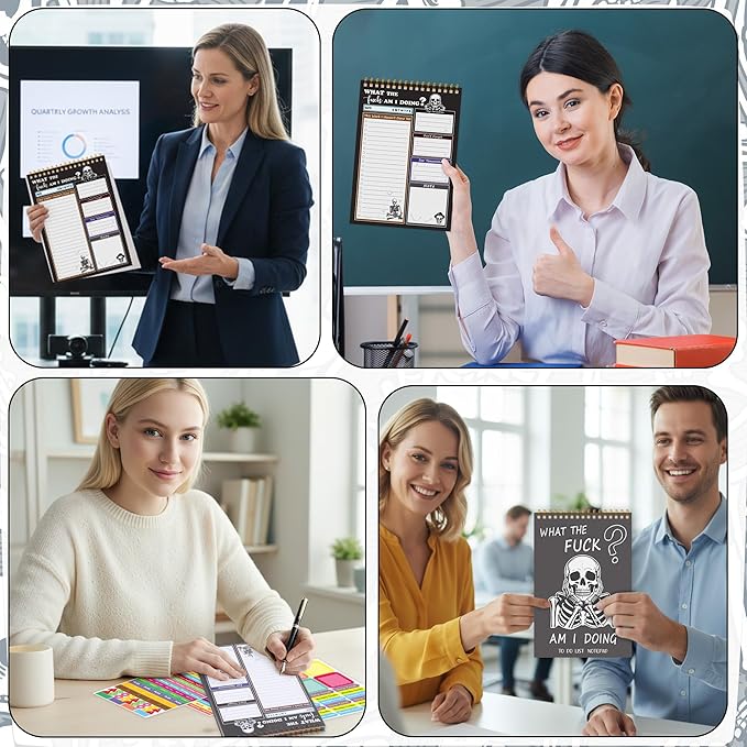 To Do List Pad - Spiral Bound Daily Tear Off Planner Notepad Undated with Checklist, 52 Sheets Vertical Design for Teachers, Office, Students, Appreciation Christmas Gifts (Grey Skull)