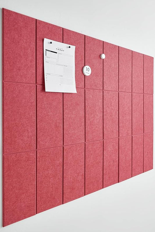 Large Bulletin Board 48x36- Office Wall Organizer to Replace Your Old Cork Boards for Walls for Office Decor - 24-Pack Felt Wall Tiles for Use in Home Office Decor as Photo Board (Burgundy)