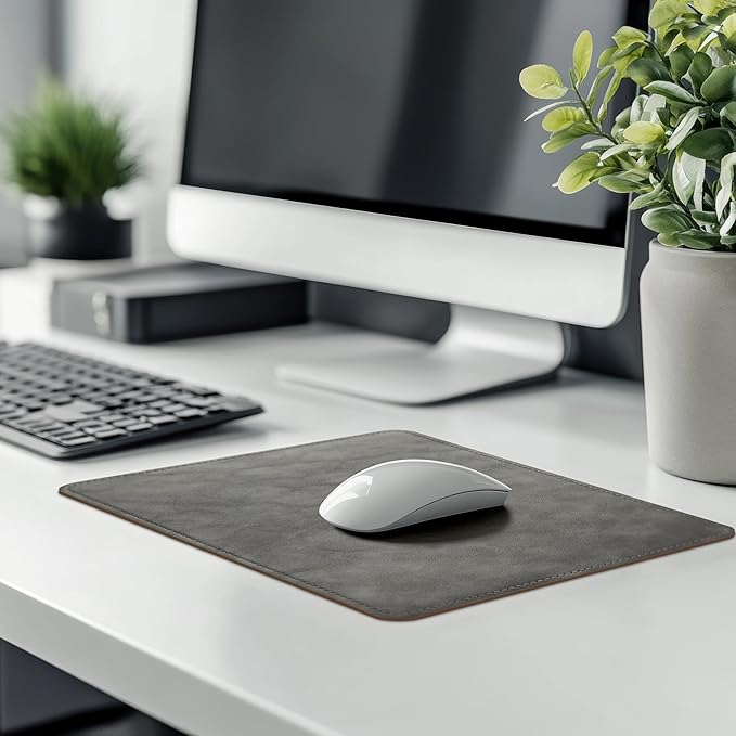 Mouse Pad, PU Mouse Pad，Leather Mouse Pad with Stitched Edge Micro-Fiber Base with Non-Slip Waterproof，Mouse Pad for Computers，Laptop, 8x11Inch (Shell Pink)