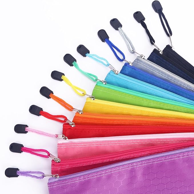 LABUK 29pcs Zipper Pencil Pouches, Small Zipper Pencil Bags, Waterproof Pencil Cases, for Office School Travel Cosmetics 12 Colors