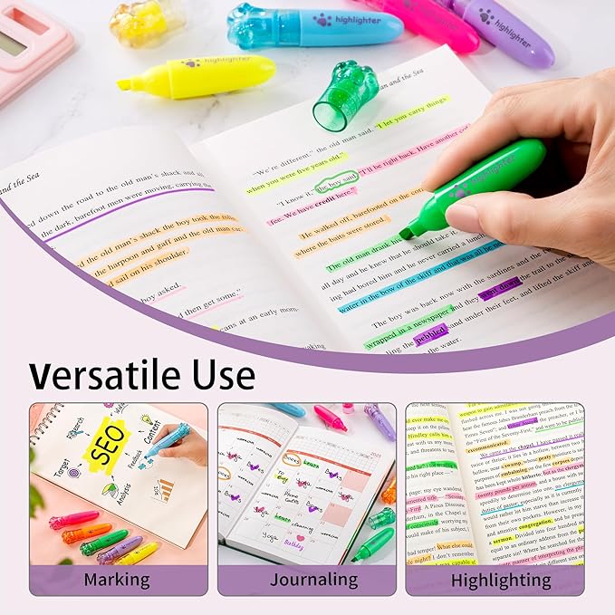 6 Colors Highlighter Markers Pen, Chisel Tip, Bible highlighters No Bleed, for Bible Study School, Home, and Office Use, Teacher Supplies