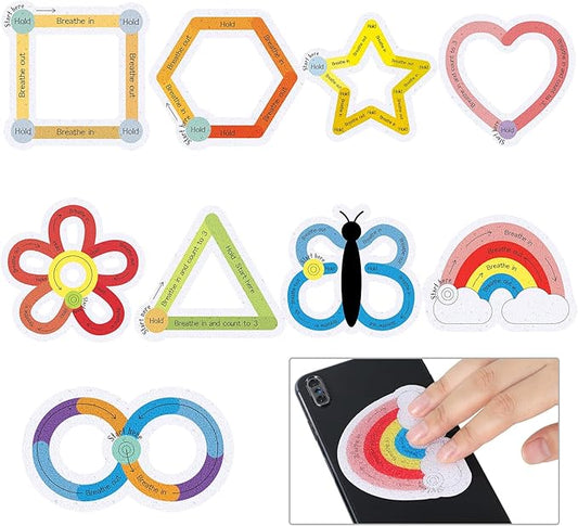 36 Pcs Sensory Strips Infinity Rainbow Anxiety Mindfulness Stickers Adults Stress Breathing Stickers Fidget Adhesives Rough Textured Tape for Classroom Desk Office Computer(Cute)