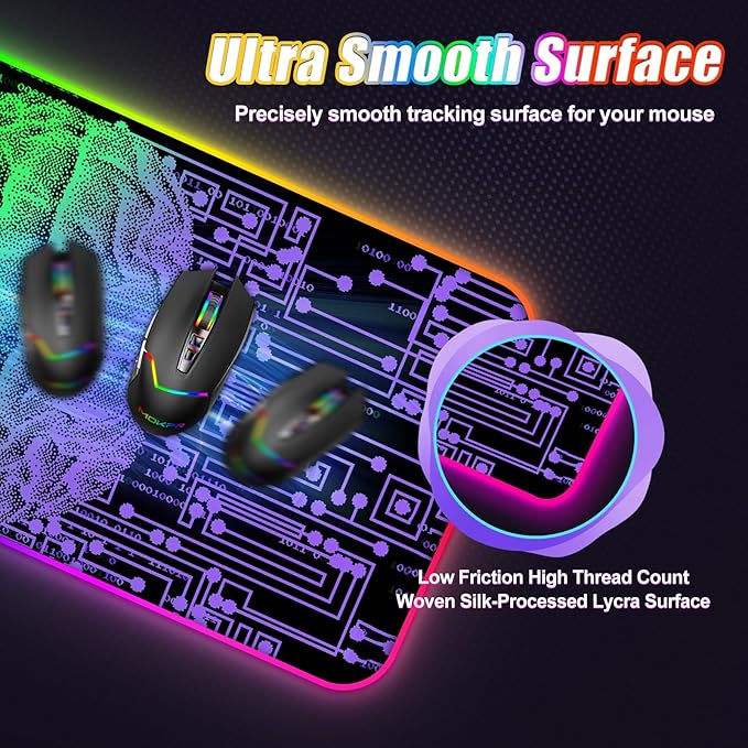 ToLuLu Wireless Charging RGB Gaming Mouse Pad, 15W LED Mouse Mat with 30W Charger, 14 Light Modes Large Mousepad Wrist Support, Non-Slip Rubber Base Desk Mat Computer Keyboard Pad, Right Left Brain