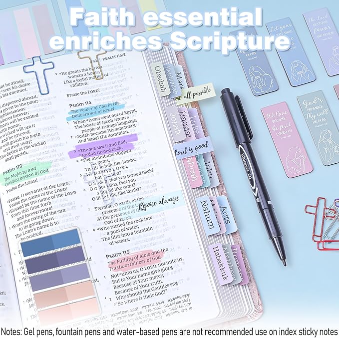 45 Pcs Bible Study Supplies, Bible Study Kit Journaling Supplies with 12 Bible Highlighters No Bleed and Tabs, 6 Pens, 6 Bookmarks, Books of the Bible Sticker and More, Christian Gifts for Women