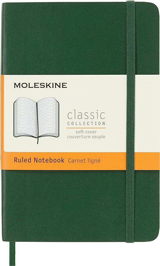 Moleskine Classic Notebook, Soft Cover, Pocket (3.5" x 5.5") Ruled/Lined, Myrtle Green, 192 Pages