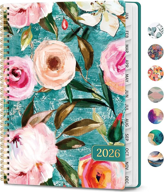 2026 Planner, Weekly and Monthly Calendar Planner Book, January 2026 - December 2026, Hardcover Spiral Planner with Monthly Tabs, Notes Pages, Perfect for Women & Men, A4 (8.5" x 11") - Oil