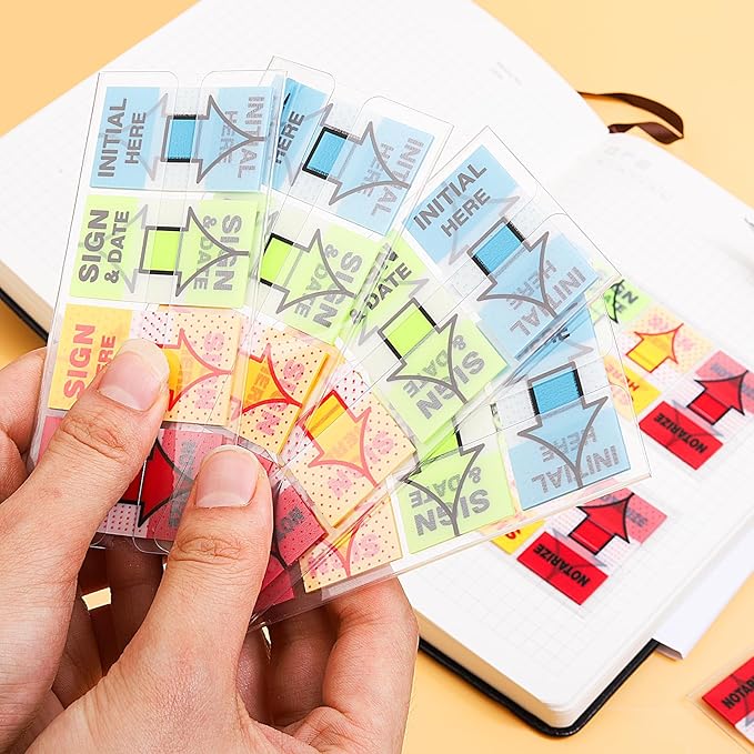 Sign Here Tabs 560 Pcs Sign Here Stickers for Documents Notebooks Home Office School Supplies(4 Colors)