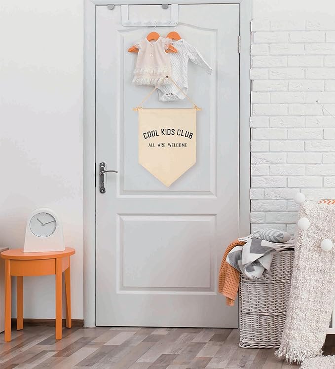 Cool Kids Club All Are Welcome-Canvas Banner Flag Sign Pennant Poster Wall Decor Gift for Kids Baby Boy Girl,Nursery Baby Room Playroom Bedroom Reading Room Door Above Crib-Birthday Christmas Gift