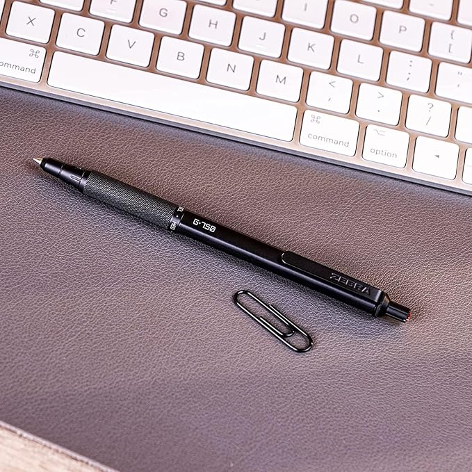 Zebra Pen – STEEL Series Premium Gel Pens – G-750 Retractable, 0.7mm Medium Point Blue Ink, Rapid Dry Ink, Comfort Knurled Grip, Black Brass Barrel, Refillable, Japanese Craft Detail, 2-Pack (49822)