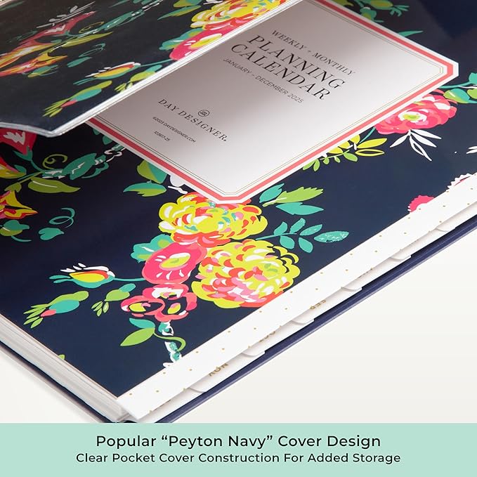 Blue Sky Day Designer 2026 Weekly and Monthly Planner Calendar, January 2026 - December 2026, 8.5" x 11", Clear Pocket Cover, Durable Twin Wire Binding, Includes Storage Pocket, Stickers, Peyton Navy