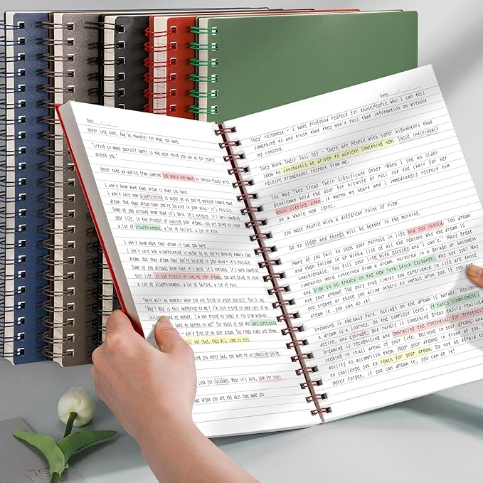 AHGXG Spiral Notebook College Ruled - Spiral Journal Notebook 8.5" x 11" Large A4, 300 Pages Lined Journal, 100GSM Thick Paper, Plastic Hardcover, for Women Men Office School Writing Work, Green