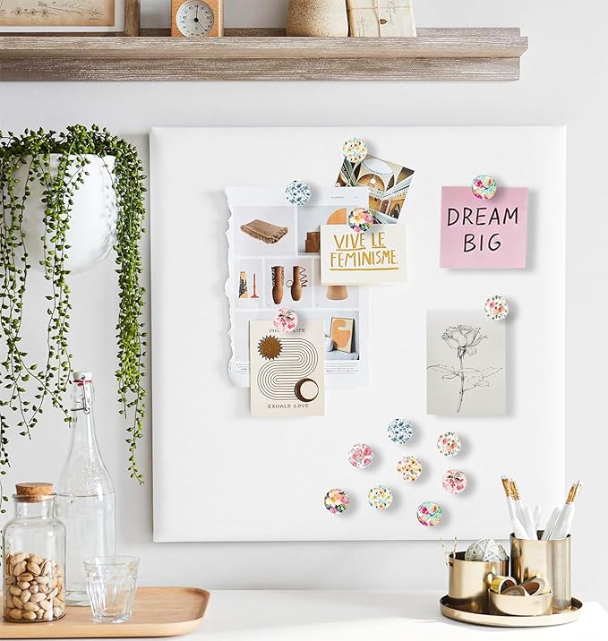 24Pcs Push Pins, Decorative Thumb Tacks,Floral Pins, Cute Push Pins for Cork Board Bulletin Board, Desk Accessories,Classroom,Home and Aesthetic Office Decor Supplies(Colorful Floral)