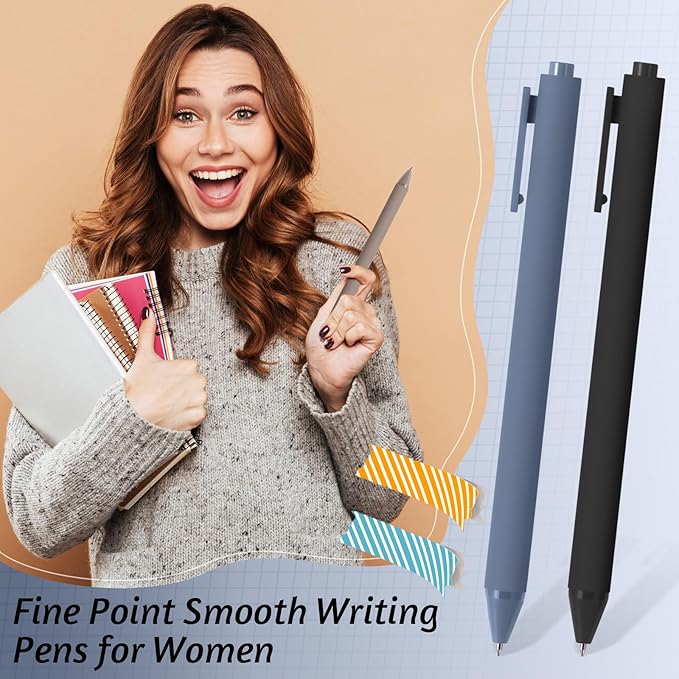Crtiin 50 Pcs Gel Ink Pens Bulk, Black Ink 0.5mm Fine Point Retractable Pen Smooth Writing Office Supplies for Teacher Server Nurse Valentine Galentine Gift (Morandi Colors)