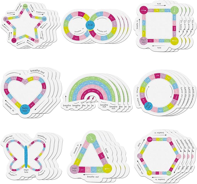 36 Pcs Anxiety Sensory Stickers Strips Adhesive Textured Mental Health Calm Stickers Mindfulness Fidget Decals Stress Anxiety Relief Items for Therapy Office Desk(Cute Breathe Style)
