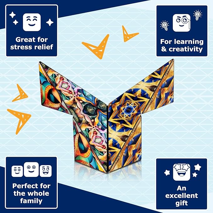 Shashibo Squared Shape Shifting Box – Next Generation XL STEM Puzzle Fidget Toy with Ultra Strong Magnets, Perfect Sensory Gift – Pairs w/All Shashibo Cubes (Atlantis)