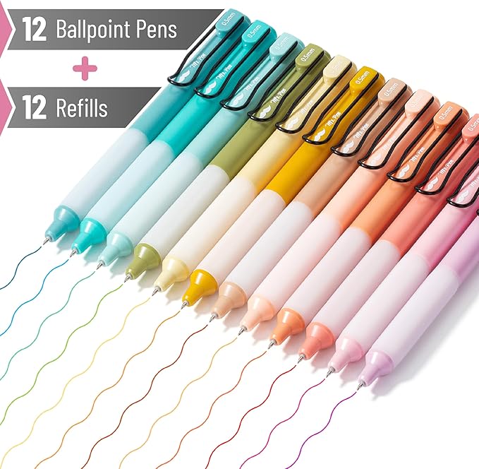 Mr. Pen- Retractable Gel Pens, 12 Pack, Colorful Ink Gel Pens with Case and 12 Refills, Gel Pen Fine Point 0.5mm