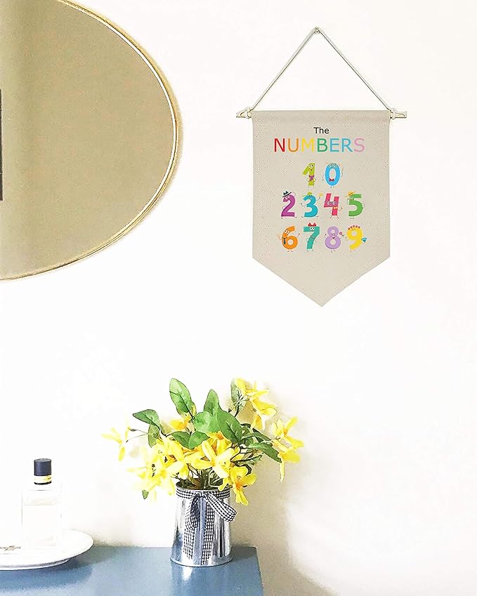 the Numbers Education - Christmas Gifts for Baby Kids Girl Nursery Room Front Door - Canvas Hanging Flag Banner Wall Sign Decor - Preschool Education- Baby Shower,Birthday,New Year Gifts for Baby Kids