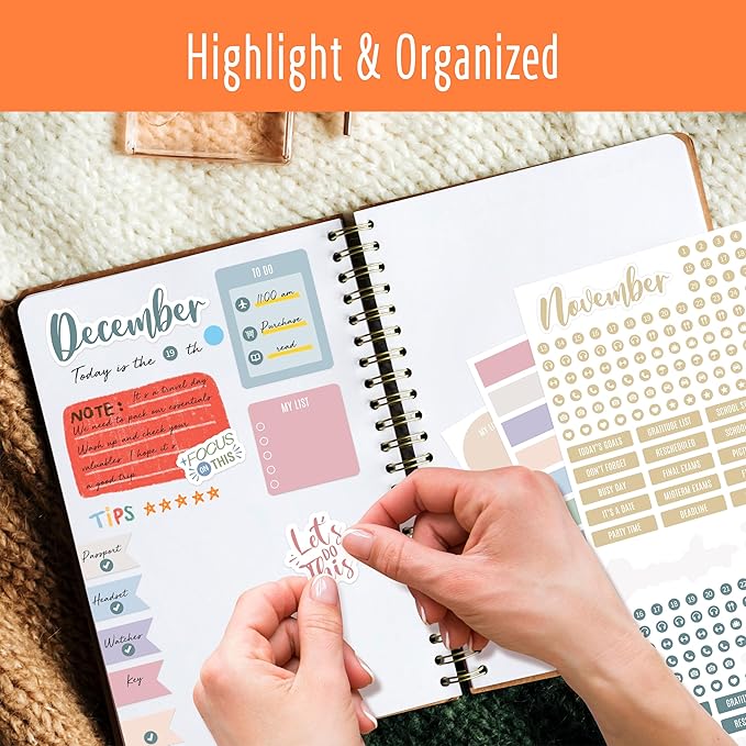 2931 Planner Stickers, Color Coordinating Monthly Functional Stickers Daily Calendar Stickers Aesthetic Note to Do Blank Stickers for Scrapbooks, Planner, Budget, Work, DIY Activity, Diary, Journal