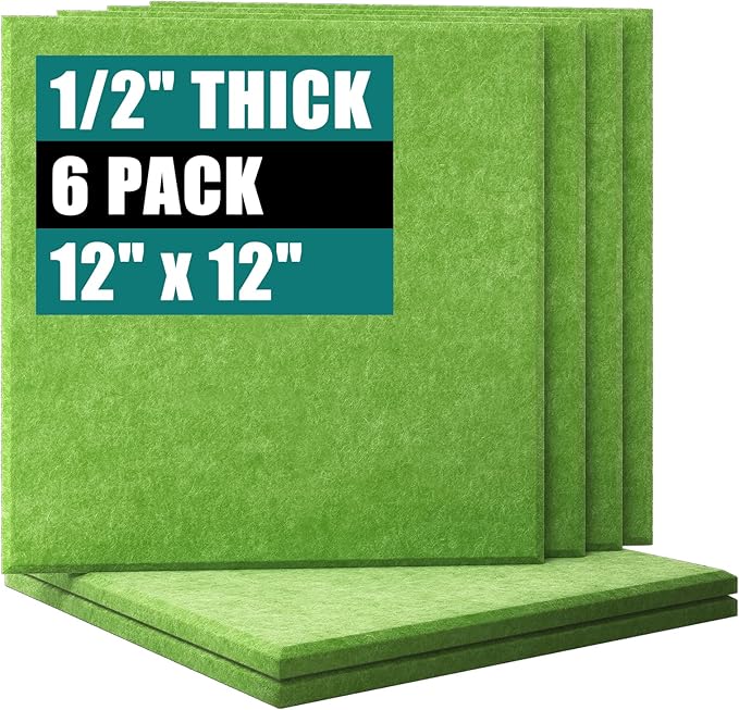 Felt Cork Board for Wall: Extra Large Bulletin Board for Office - 0.5 Inch Thick Corkboard Tiles 6 PCS Green Pin Board Squares Adhesive