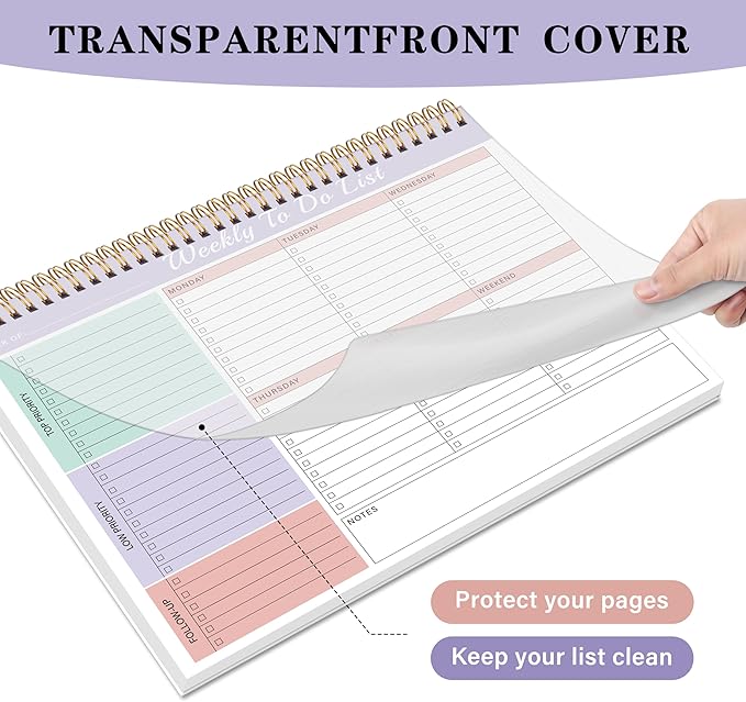 Kamoy Weekly To Do List Notepad with 52 Undated Sheets（8.5"×11"）- Undated Weekly Desk Planner Organizer for Work Home School Office Supplies