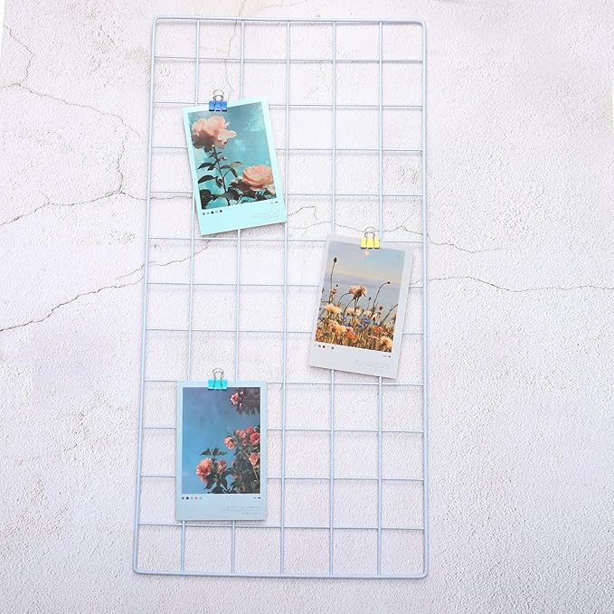 PATIKIL 24"x12" Wire Grid Panel, 1 Pack Wall Grid Decorative Panels Board Photo Pictures Display Decor Hanging Organizer for Home Office, White