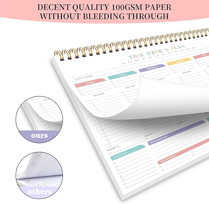 Kamoy Weekly To Do List Notepad with 52 Undated Sheets（8.5"×11"）- Undated Weekly Desk Planner Organizer for Work Home School Office Supplies