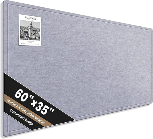 Large Bulletin Board, 60 X 35 Inches Felt Cork Board with 40 Pushpins, Foldable Felt Notice Pin Board Photo Display Board with Self-Adhesive Tape for Office Home School (Light Gray, 60x35 inch)