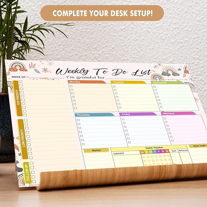 Weekly Planning To-Do-List Pad, 52 Undated Sheets for Daily To-Do Lists, Habit Tracking, Academic Scheduling, and Productivity Goals - Perfect for Work, Home, and Office Organization 8.5x11 inches