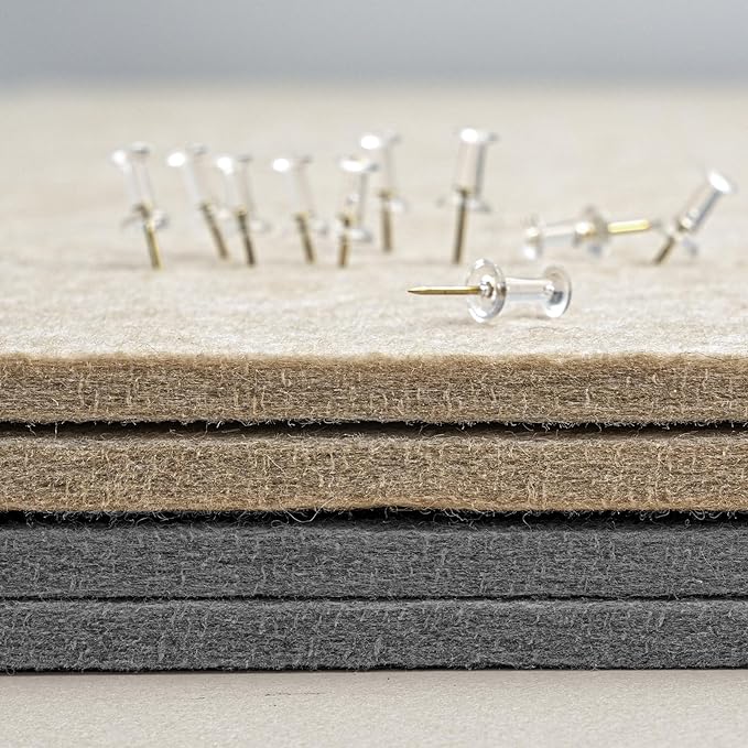 Bulletin Board, 36 x 24 inches Felt Board - Decorative Pin Board, Cork Board Alternative for Wall, 3' x 2' Foldable Self-Adhesive Vision Board Prayer Board with 20 Pushpins - Gray