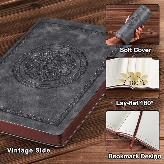 2026 Leather Vintage Journal Notebook,300 Pages,Leather Softcover Lined Journal Notebooks for Women Men,Notebook Journals for Writing Travel,Business,Office,8.5'' X 11.3''