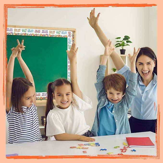 60 Feet Bulletin Board Borders, Encouraging Rolled Border Trim Back-to-School Bulletin Board Decoration, Walls, Desks, Windows, Doors, Chalkboards, Whiteboards Decors for School, Classroom & Offices