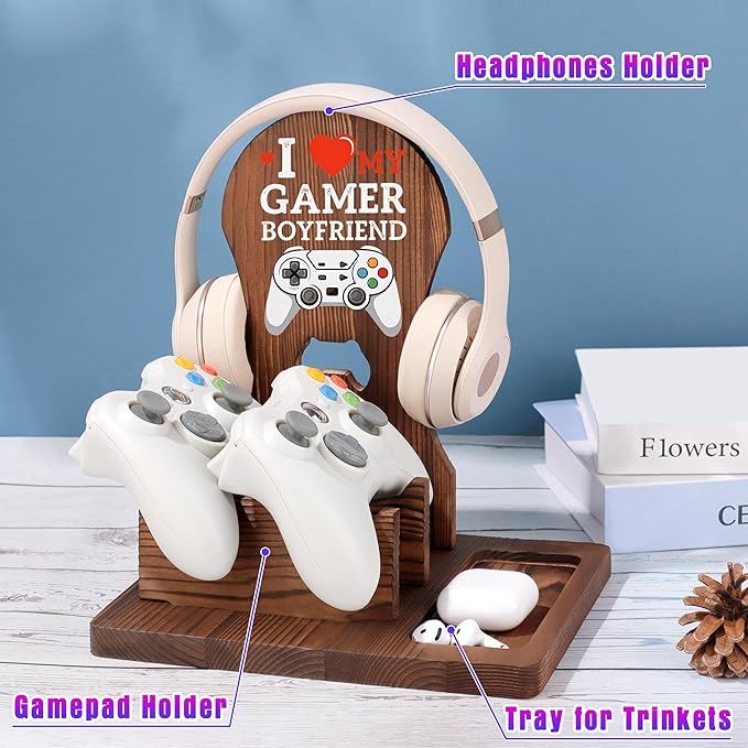 Boyfriend Gifts, Valentines Fathers Birthday Anniversary Birthday Christmas Gifts for Boyfriend, Wooden Headphone Stand