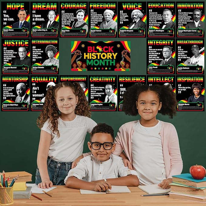 tineit Black History Month Decorations, 21Pcs Black History Month Posters, Motivational Inspirational Classroom Decor, Juneteenth Bulletin Board Posters