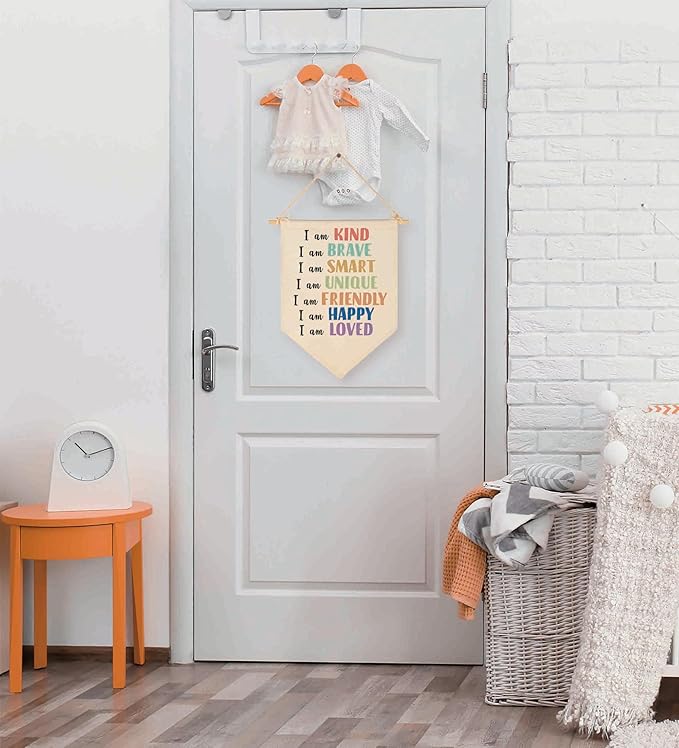 Banner Flag Sign Pennant Poster Wall Decor Gift for Classroom Nursery Baby Room Playroom Reading Room Bedroom Door Above Crib Boy Girl Kids-Baby,Shower,Birthday Christmas Gift-I Am Kind I Am Brave